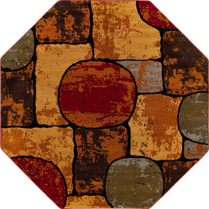 Multicolor 7' 1 x 7' 1 Cafe Octagon Area Rug 100% Polypropylene With Cotton Backing Modern Abstract Design Carpet for Home Living Room Dining Office Decor for Sale at Rug Engine