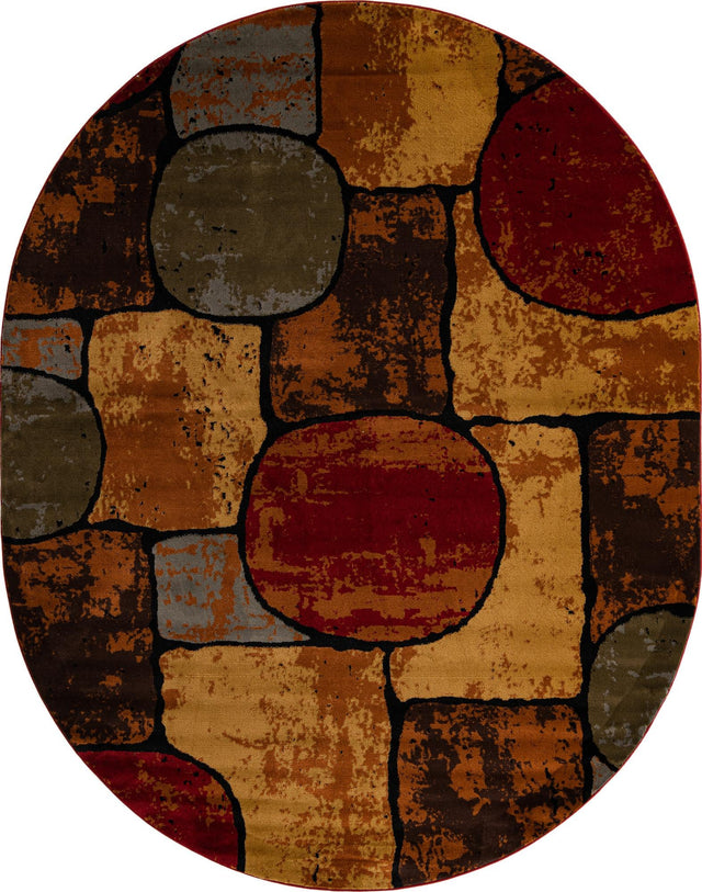 Multicolor 7' 10 x 10' Cafe Oval Area Rug 100% Polypropylene With Cotton Backing Modern Abstract Design Carpet for Home Living Room Dining Office Decor for Sale at Rug Engine