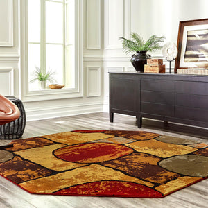 Multicolor 7' 10 x 10' Cafe Oval Area Rug 100% Polypropylene With Cotton Backing Modern Abstract Design Carpet for Home Living Room Dining Office Decor for Sale at Rug Engine