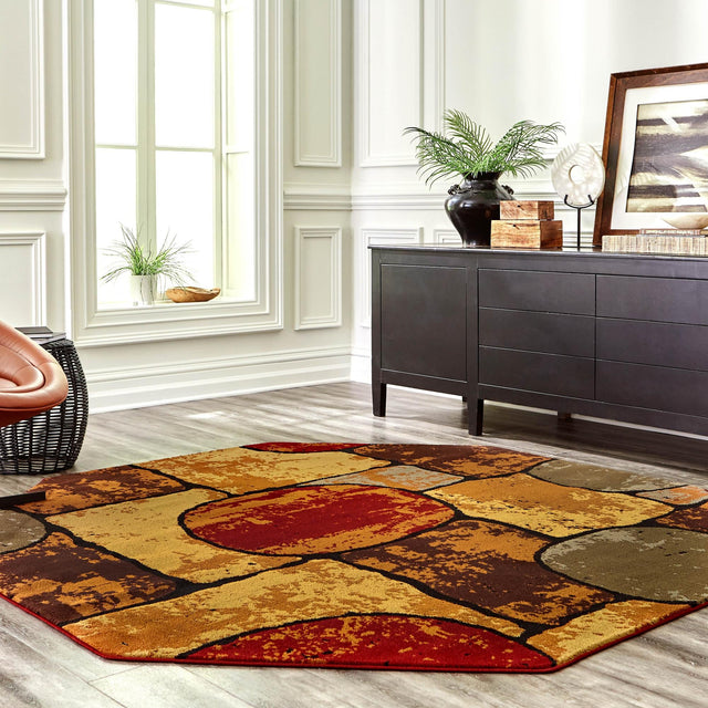 Multicolor 7' 10 x 10' Cafe Oval Area Rug 100% Polypropylene With Cotton Backing Modern Abstract Design Carpet for Home Living Room Dining Office Decor for Sale at Rug Engine