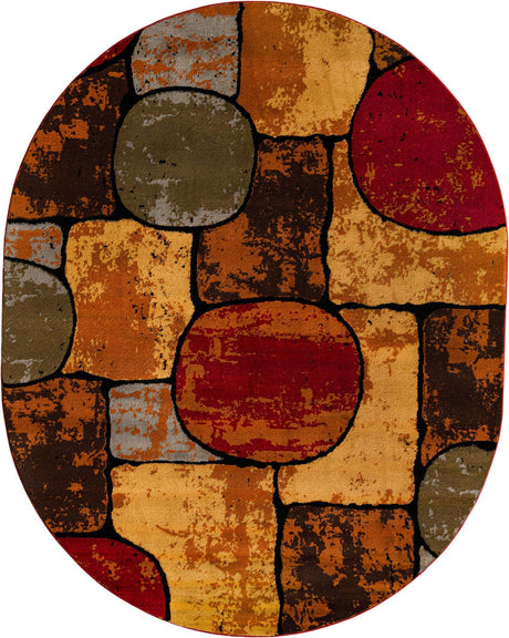 Multicolor 7' 10 x 10' Cafe Oval Area Rug 100% Polypropylene With Cotton Backing Modern Abstract Design Carpet for Home Living Room Dining Office Decor for Sale at Rug Engine