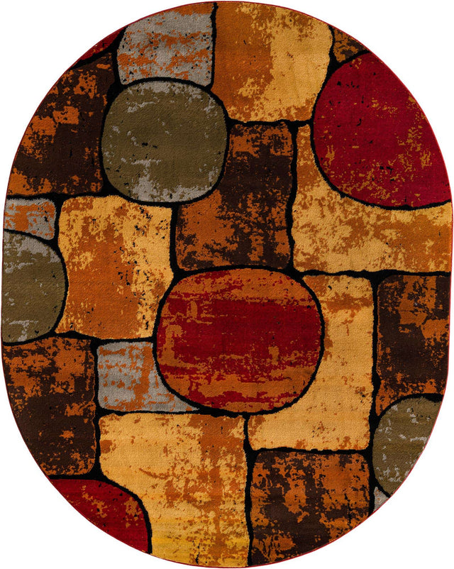 Multicolor 7' 10 x 10' Cafe Oval Area Rug 100% Polypropylene With Cotton Backing Modern Abstract Design Carpet for Home Living Room Dining Office Decor for Sale at Rug Engine