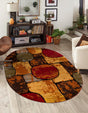 Multicolor 4' 1 x 6' 1 Cafe Oval Area Rug 100% Polypropylene With Cotton Backing Modern Abstract Design Carpet for Home Living Room Dining Office Decor for Sale at Rug Engine