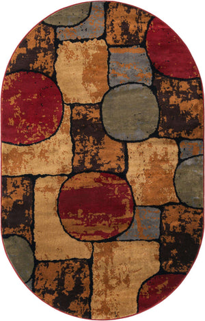 Multicolor 5' 3 x 8' Cafe Oval Area Rug 100% Polypropylene With Cotton Backing Modern Abstract Design Carpet for Home Living Room Dining Office Decor for Sale at Rug Engine