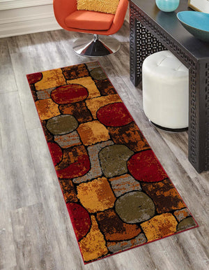Multicolor 2' x 8' Cafe Runner Area Rug 100% Polypropylene With Cotton Backing Modern Abstract Design Carpet for Home Living Room Dining Office Decor for Sale at Rug Engine