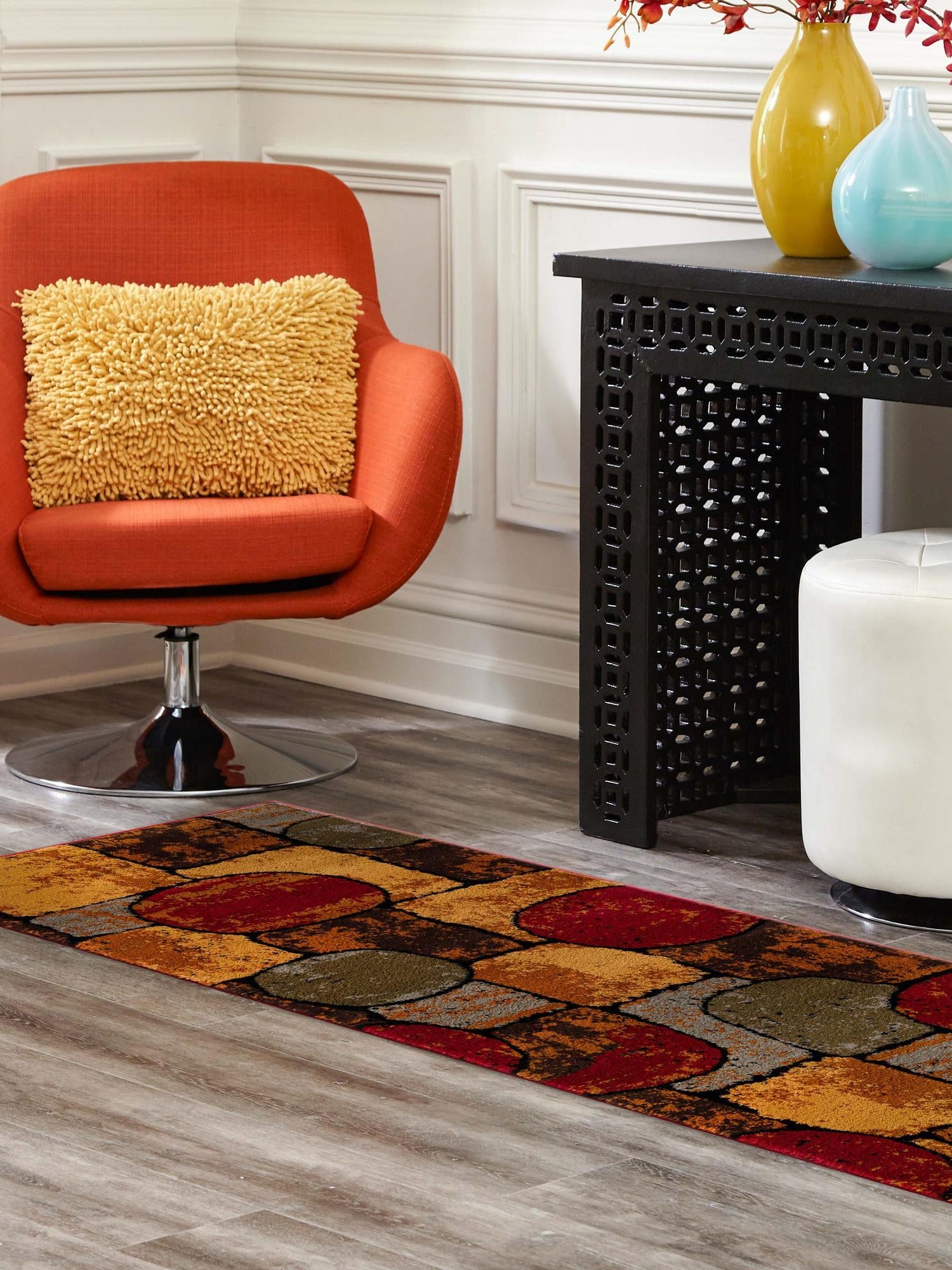 Multicolor 2' 7 x 10' Cafe Runner Area Rug 100% Polypropylene With Cotton Backing Modern Abstract Design Carpet for Home Living Room Dining Office Decor for Sale at Rug Engine