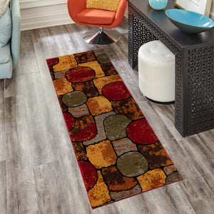 Multicolor 2' 7 x 12' Cafe Runner Area Rug 100% Polypropylene With Cotton Backing Modern Abstract Design Carpet for Home Living Room Dining Office Decor for Sale at Rug Engine