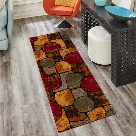 Multicolor 2' 7 x 12' Cafe Runner Area Rug 100% Polypropylene With Cotton Backing Modern Abstract Design Carpet for Home Living Room Dining Office Decor for Sale at Rug Engine