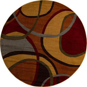 Multicolor 7' 1 x 7' 1 Cafe Round Area Rug 100% Polypropylene With Cotton Backing Modern Abstract Design Carpet for Home Living Room Dining Office Decor for Sale at Rug Engine
