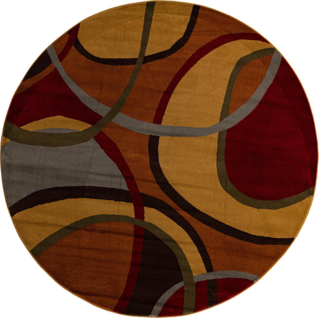 Multicolor 7' 1 x 7' 1 Cafe Round Area Rug 100% Polypropylene With Cotton Backing Modern Abstract Design Carpet for Home Living Room Dining Office Decor for Sale at Rug Engine