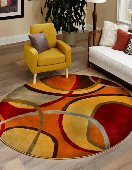 Multicolor 3' 1 x 3' 1 Cafe Round Area Rug 100% Polypropylene With Cotton Backing Modern Abstract Design Carpet for Home Living Room Dining Office Decor for Sale at Rug Engine
