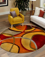 Multicolor 6' 1 x 6' 1 Cafe Round Area Rug 100% Polypropylene With Cotton Backing Modern Abstract Design Carpet for Home Living Room Dining Office Decor for Sale at Rug Engine
