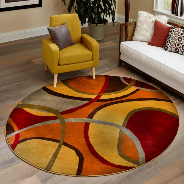 Multicolor 3' 1 x 3' 1 Cafe Round Area Rug 100% Polypropylene With Cotton Backing Modern Abstract Design Carpet for Home Living Room Dining Office Decor for Sale at Rug Engine