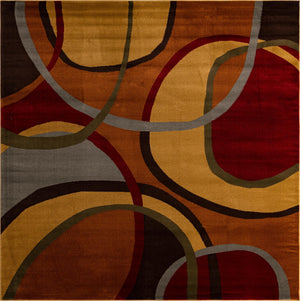 Multicolor 7' 10 x 7' 10 Cafe Square Area Rug 100% Polypropylene With Cotton Backing Modern Abstract Design Carpet for Home Living Room Dining Office Decor for Sale at Rug Engine