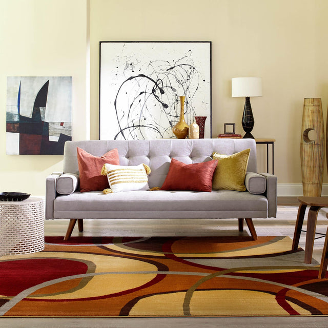 Multicolor 7' 10 x 7' 10 Cafe Square Area Rug 100% Polypropylene With Cotton Backing Modern Abstract Design Carpet for Home Living Room Dining Office Decor for Sale at Rug Engine
