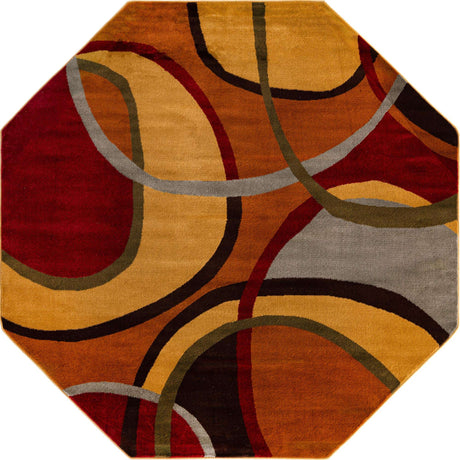 Multicolor 7' 1 x 7' 1 Cafe Octagon Area Rug 100% Polypropylene With Cotton Backing Modern Abstract Design Carpet for Home Living Room Dining Office Decor for Sale at Rug Engine