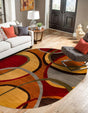 Multicolor 7' 10 x 10' Cafe Oval Area Rug 100% Polypropylene With Cotton Backing Modern Abstract Design Carpet for Home Living Room Dining Office Decor for Sale at Rug Engine