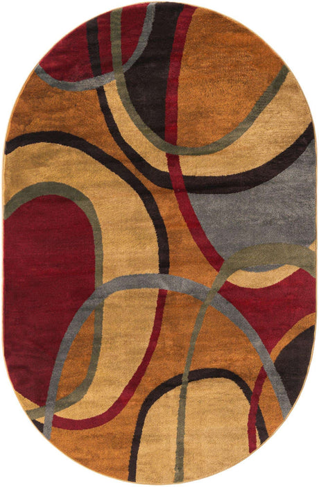 Multicolor 5' 3 x 8' Cafe Oval Area Rug 100% Polypropylene With Cotton Backing Modern Abstract Design Carpet for Home Living Room Dining Office Decor for Sale at Rug Engine