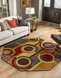 Multicolor 7' x 7' Cafe Octagon Area Rug 100% Polypropylene With Cotton Backing Modern Abstract Design Carpet for Home Living Room Dining Office Decor for Sale at Rug Engine