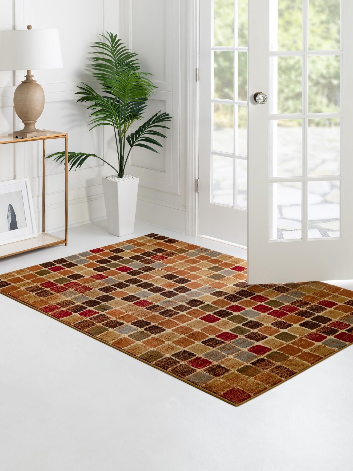 Multicolor 7' 1 x 10' Cafe Rectangle Area Rug 100% Polypropylene With Cotton Backing Modern Abstract Design Carpet for Home Living Room Dining Office Decor for Sale at Rug Engine