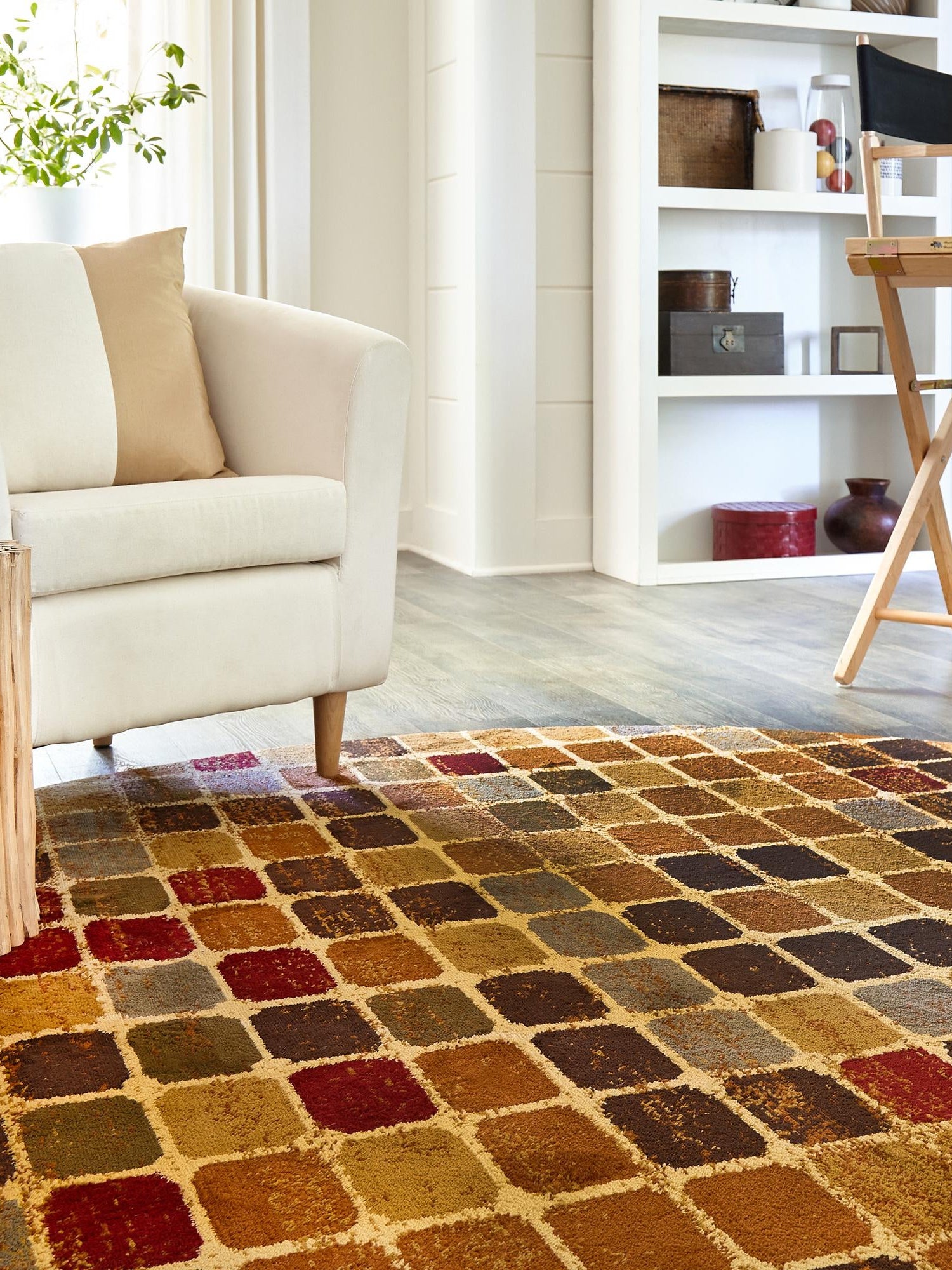 Multicolor 4' 1 x 4' 1 Cafe Round Area Rug 100% Polypropylene With Cotton Backing Modern Abstract Design Carpet for Home Living Room Dining Office Decor for Sale at Rug Engine