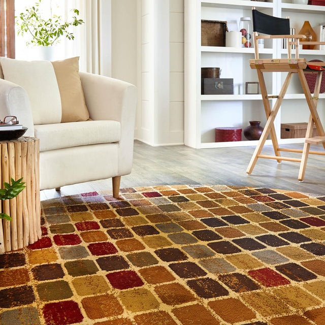 Multicolor 6' x 6' Cafe Round Area Rug 100% Polypropylene With Cotton Backing Modern Abstract Design Carpet for Home Living Room Dining Office Decor for Sale at Rug Engine