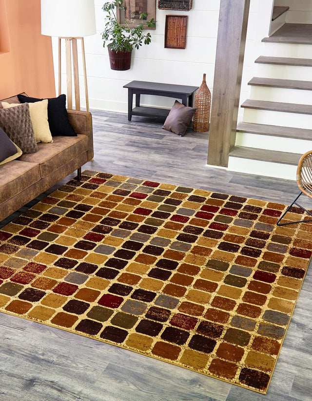 Multicolor 7' 10 x 7' 10 Cafe Square Area Rug 100% Polypropylene With Cotton Backing Modern Abstract Design Carpet for Home Living Room Dining Office Decor for Sale at Rug Engine