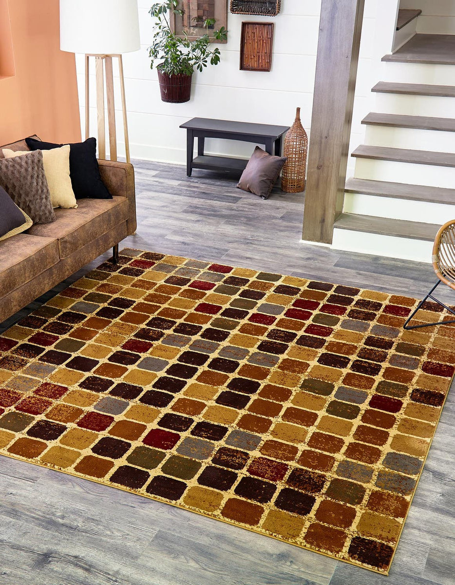 Multicolor 10' x 10' Cafe Square Area Rug 100% Polypropylene With Cott ...