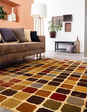 Multicolor 10' x 10' Cafe Square Area Rug 100% Polypropylene With Cotton Backing Modern Abstract Design Carpet for Home Living Room Dining Office Decor for Sale at Rug Engine