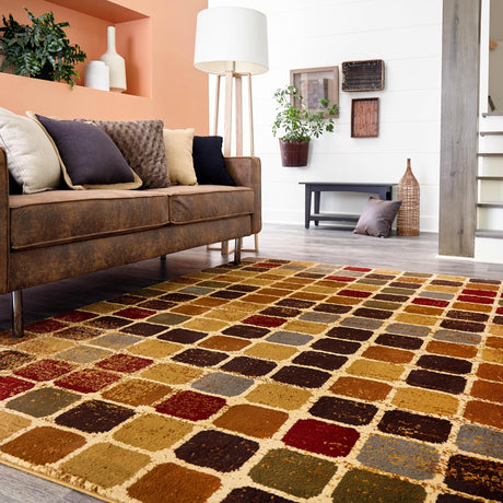 Multicolor 10' x 10' Cafe Square Area Rug 100% Polypropylene With Cotton Backing Modern Abstract Design Carpet for Home Living Room Dining Office Decor for Sale at Rug Engine