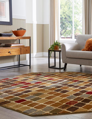 Multicolor 7' x 7' Cafe Octagon Area Rug 100% Polypropylene With Cotton Backing Modern Abstract Design Carpet for Home Living Room Dining Office Decor for Sale at Rug Engine