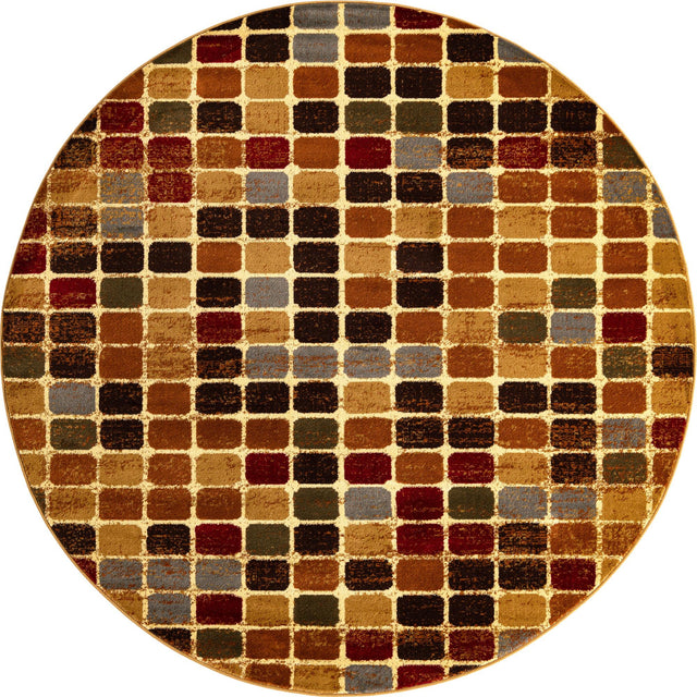 Multicolor 7' x 7' Cafe Octagon Area Rug 100% Polypropylene With Cotton Backing Modern Abstract Design Carpet for Home Living Room Dining Office Decor for Sale at Rug Engine