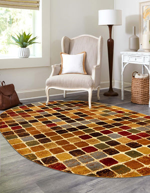 Multicolor 5' 3 x 8' Cafe Oval Area Rug 100% Polypropylene With Cotton Backing Modern Abstract Design Carpet for Home Living Room Dining Office Decor for Sale at Rug Engine