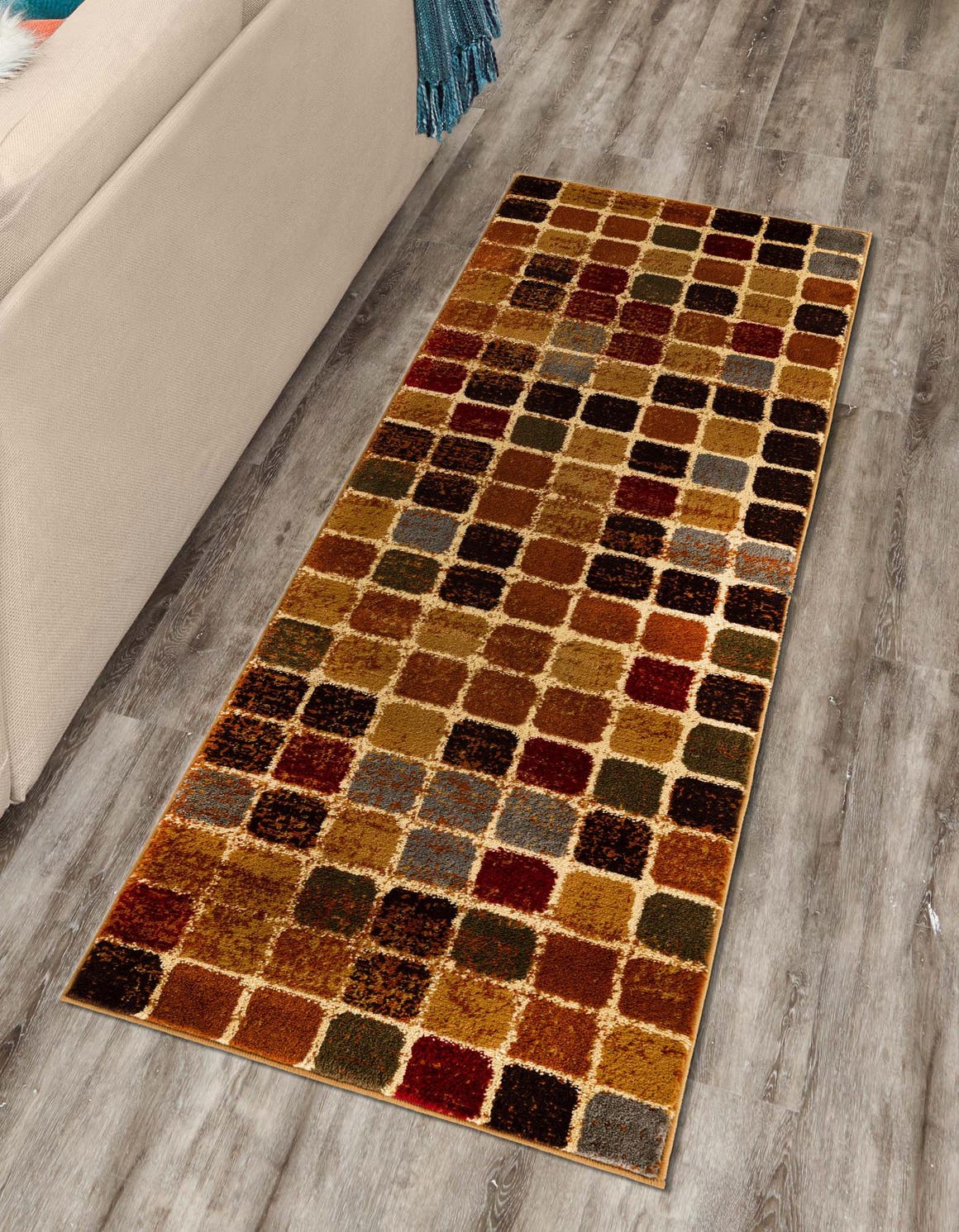 Multicolor 2' 7 x 10' Cafe Runner Area Rug 100% Polypropylene With Cotton Backing Modern Abstract Design Carpet for Home Living Room Dining Office Decor for Sale at Rug Engine