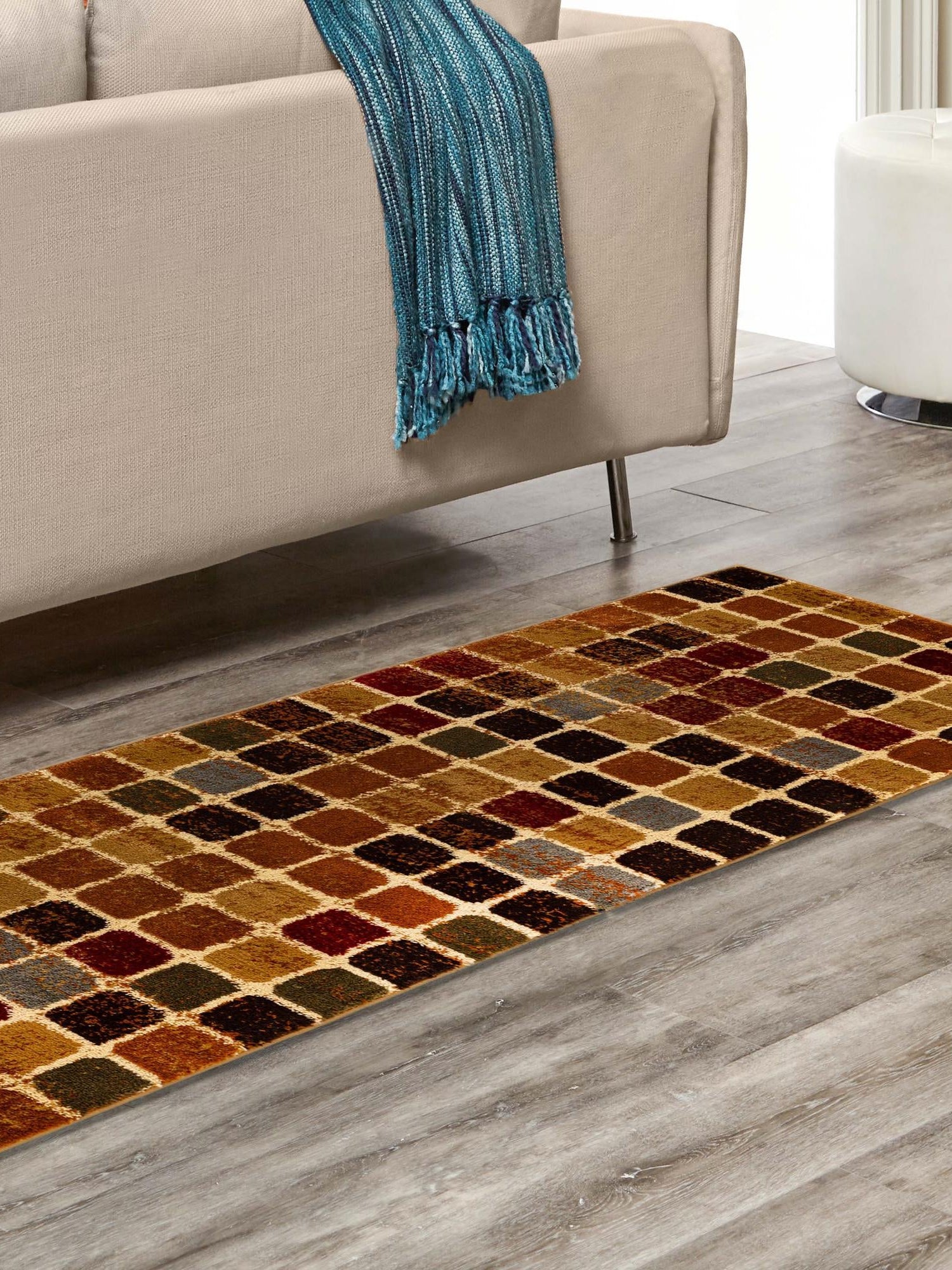 Multicolor 2' 7 x 12' Cafe Runner Area Rug 100% Polypropylene With Cotton Backing Modern Abstract Design Carpet for Home Living Room Dining Office Decor for Sale at Rug Engine