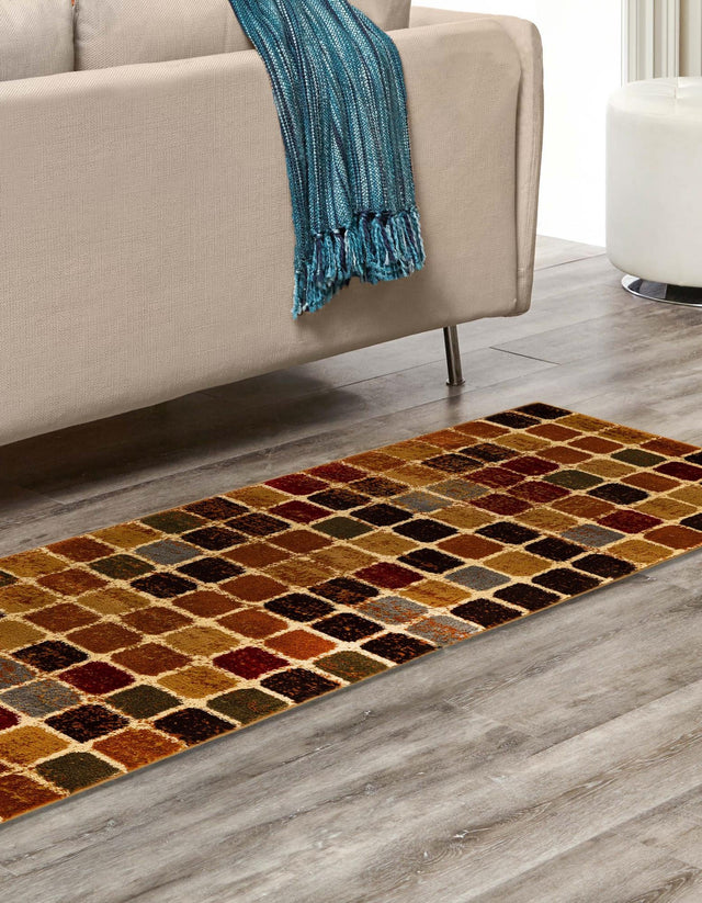 Multicolor 2' 7 x 12' Cafe Runner Area Rug 100% Polypropylene With Cotton Backing Modern Abstract Design Carpet for Home Living Room Dining Office Decor for Sale at Rug Engine