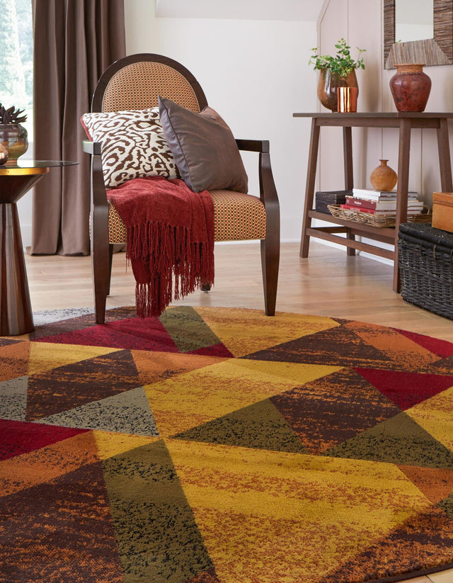 Multicolor 3' 3 x 3' 3 Cafe Round Area Rug 100% Polypropylene With Cotton Backing Modern Abstract Design Carpet for Home Living Room Dining Office Decor for Sale at Rug Engine
