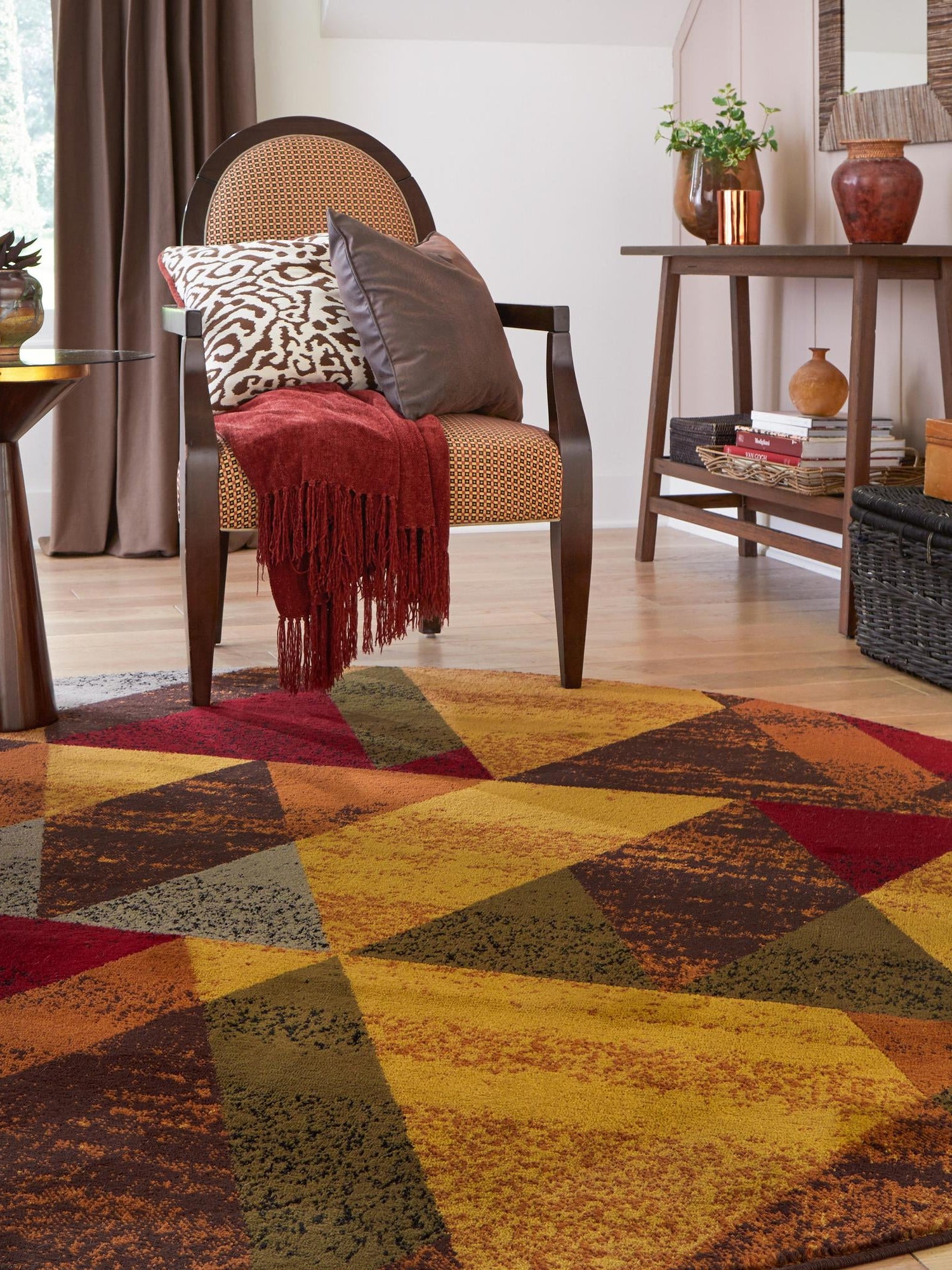 Multicolor 6' x 6' Cafe Round Area Rug 100% Polypropylene With Cotton Backing Modern Abstract Design Carpet for Home Living Room Dining Office Decor for Sale at Rug Engine