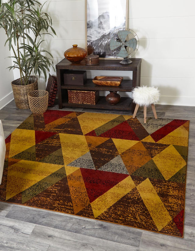 Multicolor 10' x 10' Cafe Square Area Rug 100% Polypropylene With Cotton Backing Modern Abstract Design Carpet for Home Living Room Dining Office Decor for Sale at Rug Engine