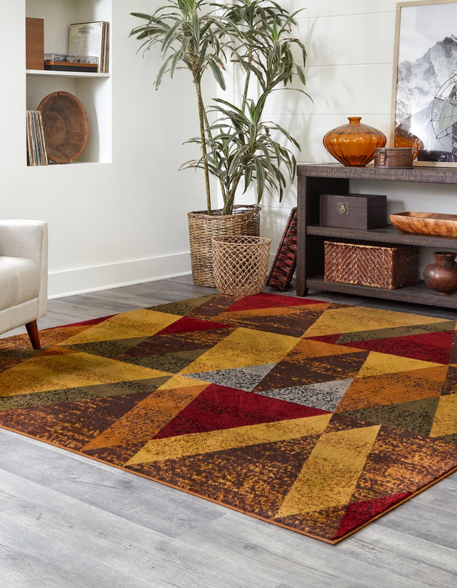 Multicolor 10' x 10' Cafe Square Area Rug 100% Polypropylene With Cotton Backing Modern Abstract Design Carpet for Home Living Room Dining Office Decor for Sale at Rug Engine