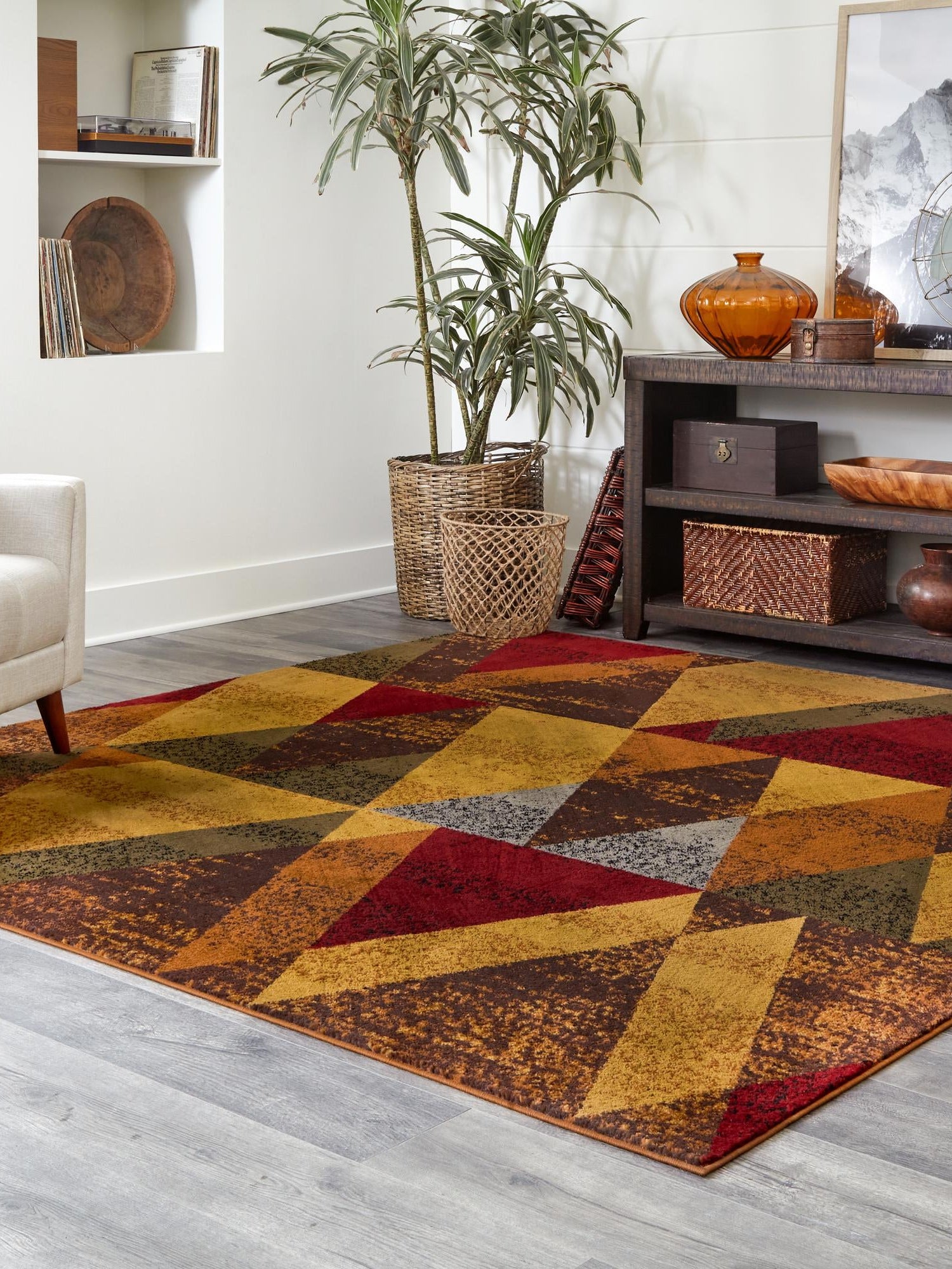 Multicolor 7' 10 x 7' 10 Cafe Square Area Rug 100% Polypropylene With Cotton Backing Modern Abstract Design Carpet for Home Living Room Dining Office Decor for Sale at Rug Engine