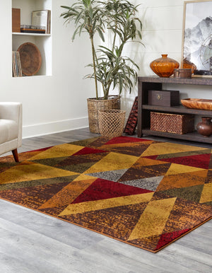 Multicolor 7' 10 x 7' 10 Cafe Square Area Rug 100% Polypropylene With Cotton Backing Modern Abstract Design Carpet for Home Living Room Dining Office Decor for Sale at Rug Engine