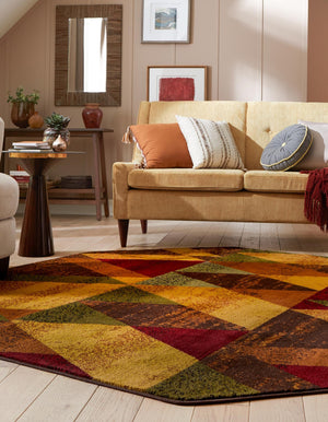 Multicolor 7' x 7' Cafe Octagon Area Rug 100% Polypropylene With Cotton Backing Modern Abstract Design Carpet for Home Living Room Dining Office Decor for Sale at Rug Engine