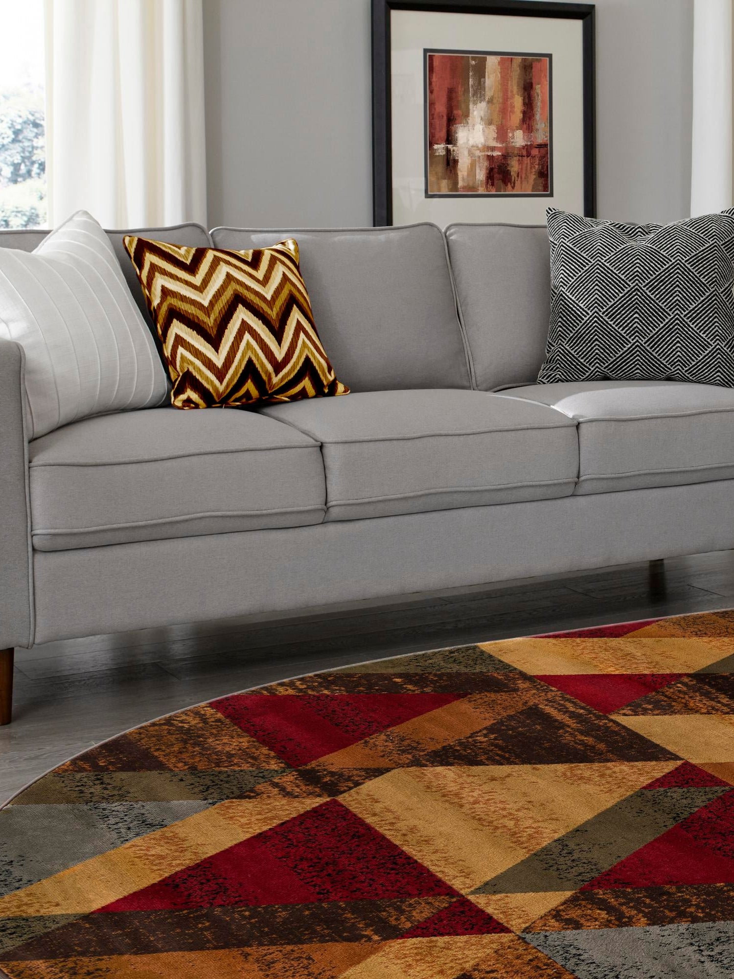 Multicolor 7' 10 x 10' Cafe Oval Area Rug 100% Polypropylene With Cotton Backing Modern Abstract Design Carpet for Home Living Room Dining Office Decor for Sale at Rug Engine