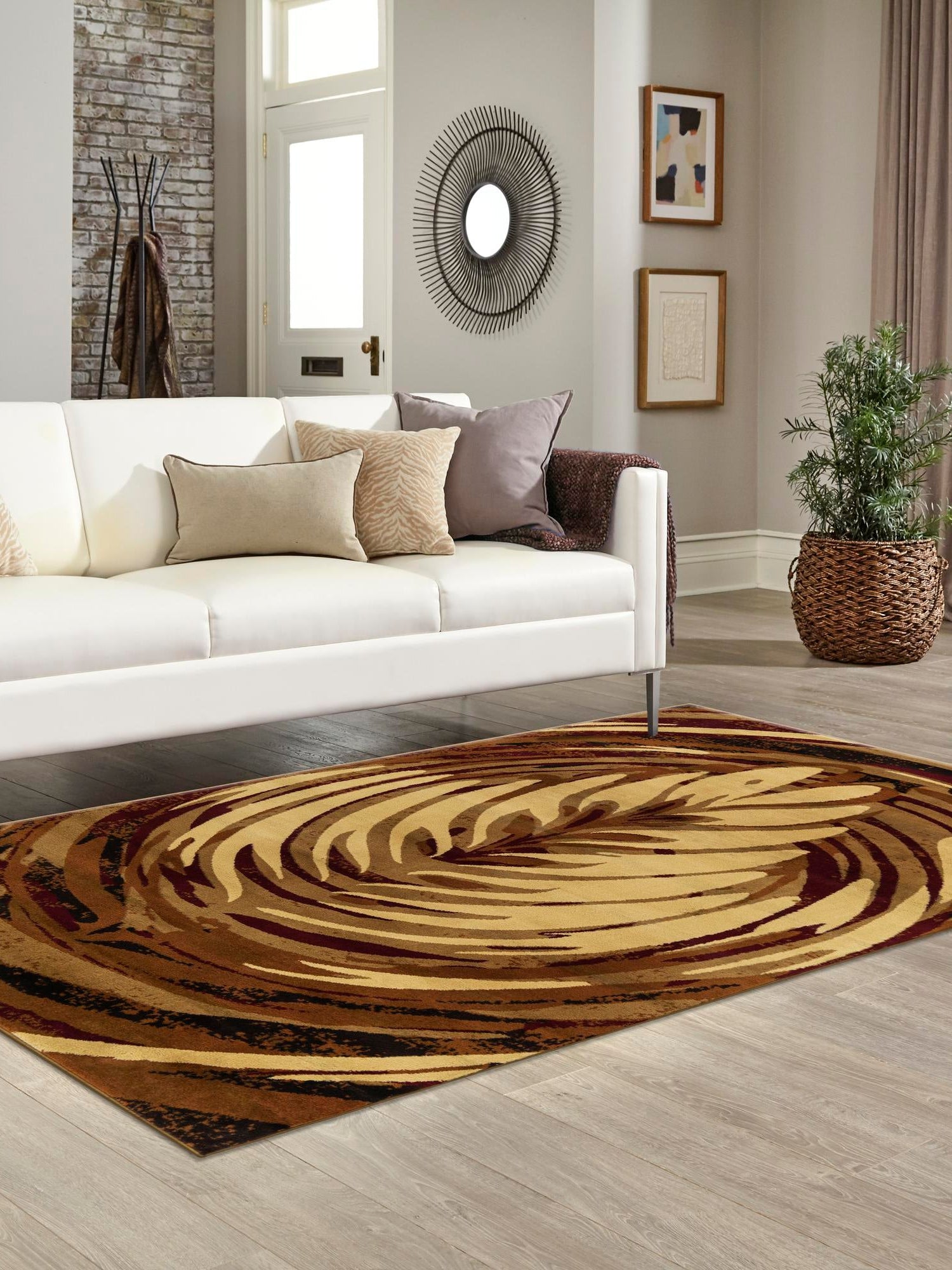 Beige 10' x 14' Cafe Rectangle Area Rug 100% Polypropylene With Cotton Backing Modern Abstract Design Carpet for Home Living Room Dining Office Decor for Sale at Rug Engine
