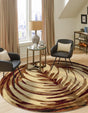 Beige 7' x 7' Cafe Round Area Rug 100% Polypropylene With Cotton Backing Modern Abstract Design Carpet for Home Living Room Dining Office Decor for Sale at Rug Engine