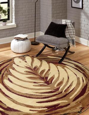 Beige 3' 3 x 3' 3 Cafe Round Area Rug 100% Polypropylene With Cotton Backing Modern Abstract Design Carpet for Home Living Room Dining Office Decor for Sale at Rug Engine