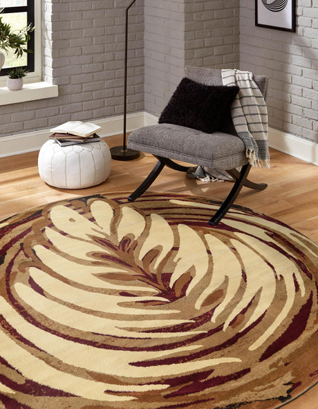 Beige 3' 3 x 3' 3 Cafe Round Area Rug 100% Polypropylene With Cotton Backing Modern Abstract Design Carpet for Home Living Room Dining Office Decor for Sale at Rug Engine