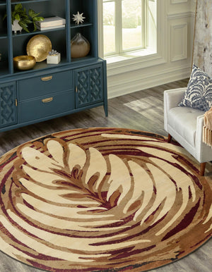 Beige 3' 3 x 3' 3 Cafe Round Area Rug 100% Polypropylene With Cotton Backing Modern Abstract Design Carpet for Home Living Room Dining Office Decor for Sale at Rug Engine
