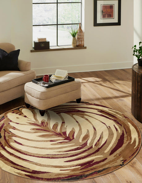 Beige 7' x 7' Cafe Round Area Rug 100% Polypropylene With Cotton Backing Modern Abstract Design Carpet for Home Living Room Dining Office Decor for Sale at Rug Engine